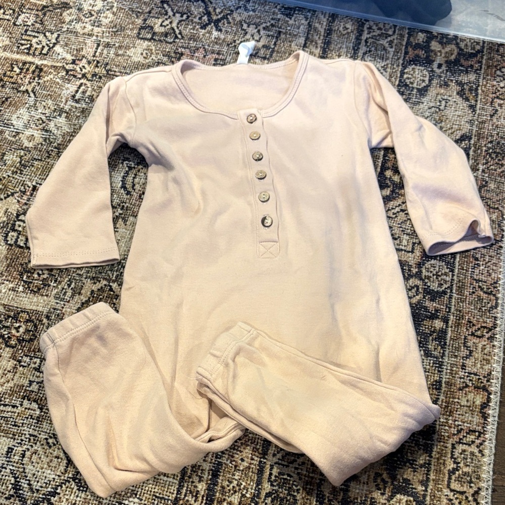 Quincy Mae Long-Sleeve One-Piece in Pale Pink